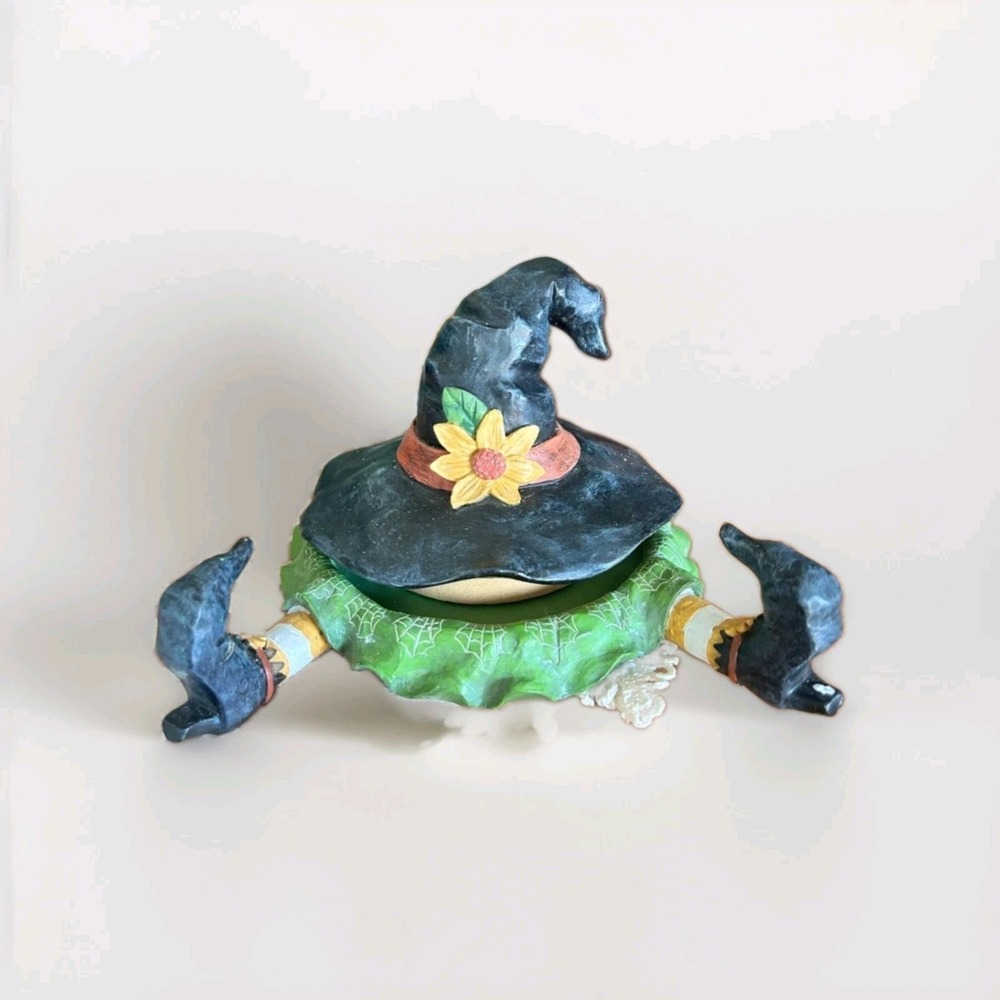 Kathy Hatch Witch Hat Candle Topper Base Feet Halloween 2001 Vintage Tag - Picture 3 of 9